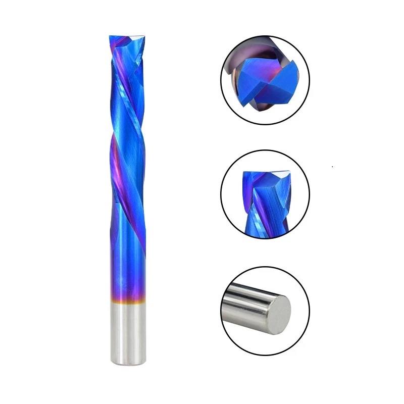 SIT TOOL SIT-UD2104- Solid Carbide Spiral Compression (Up/Down), Nano Blue Coating Spiral Bit, 1/4" shank- ดอกทริมเมอร์เกลียวคาร์ไบด์ทั้งแท่งแบบกัดขึ้นและลง เคลือบนาโนบลู แกน 1/4 นิ้ว SIT TOOL รุ่น SIT-UD2104