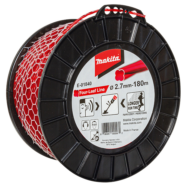 MAKITA E-01840 2.7mm x 180m Four Leaf Silent Nylon Line - เอ็นตัดหญ้า ไนล่อน 4เส้น ลดเสียง ขนาด 2.7มม ยาว 20เมตร Makita รุ่น E-01840
