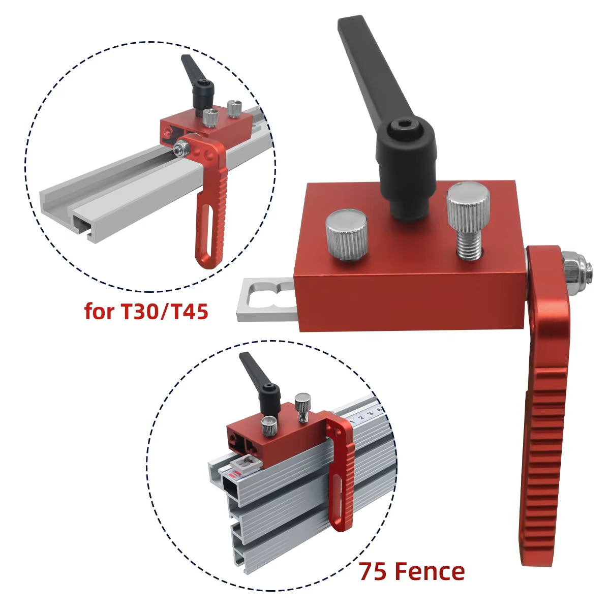 SIS TOOL SIS-GRFP002 Guide Rail Flip Stop (Red) - ตัวหยุดในรางชนิดมีก้านโยกสำหรับราง SIS TOOL รุ่น SIS-GRFP002 (สีแดง)