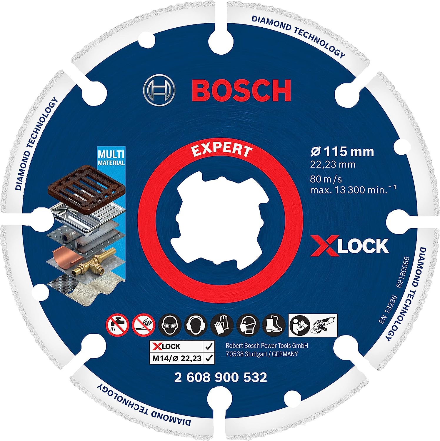 BOSCH 2608900532 X-LOCK Diamond cutting disc Diameter 115 cm Bore diameter 22.23 mm - ใบเพชรตัดเหล็กขนาด 4-1/2" - 2608900532