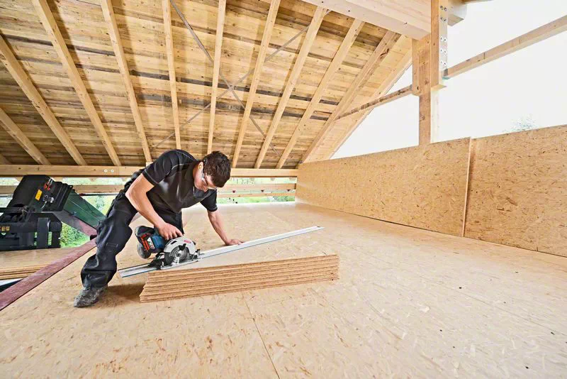 BOSCH GKS 18V-57 G Professional Cordless Circular Saw with 2x 5.0Ah Batteries and Charger - เลื่อยวงเดือนใช้แบตเตอรี่ 18v สามารถใช้กับรางบ็อช FSN ได้ มาพร้อมกล่องใส่เลื่อย L-Boxx, แบตเตอรี่ 5.0Ah x 2 ก้อน และแท่นชาร์จ- 06016A2100