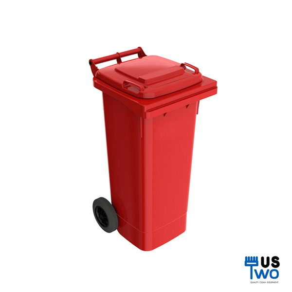 ถังขยะใหญ่พร้อมล้อเข็น 120 ลิตร ฝาเรียบ ไม่มีสกรีน