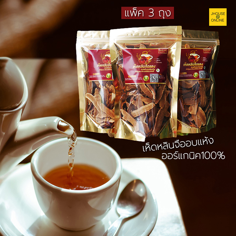 เห็ดหลินจือแดงอบแห้ง ออร์แกนิค(แบบหั่นชิ้น) สายพันธุ์ G2 โครงการหลวง ช่วยรักษาโรคภูมิแพ้ (แพ็ค 3)