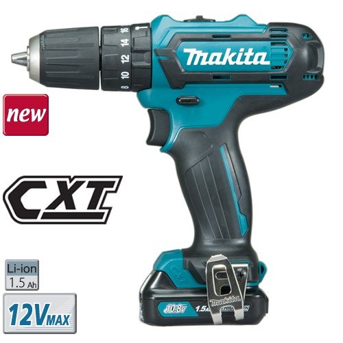 MAKITA HP331DWYE – 10mm (3/8″) Cordless Hammer Driver Drill 12Vmax Kit with 2x1.5Ah Batteries and Charger- ชุดสว่านไขควงกระแทกไร้สาย 12V Max มากีต้า รุ่น HP331DWYE พร้อมแบตเตอรี่ 1.5Ah x 2 ก้อน และแท่นชาร์จ