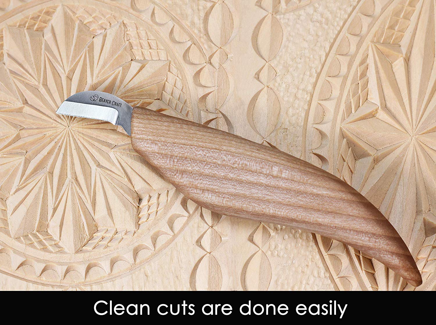 BeaverCraft Chip Carving Knife C6 1" Wood Carving Knife for Fine Chip Carving Wood and Stop Cuts Detail Chip Knife for Wood Carving - มีดแกะสลักไม้สำหรับเก็บงานละเอียด (Made in Ukraine)