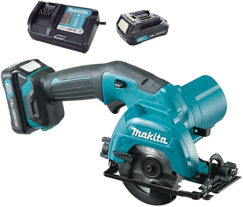 MAKITA HS301DWYE 85mm. 12v Max. Cordless Circular Saw with 2x 1.5Ah battery and Charger -เลื่อยวงเดือนไร้สายใช้แบตเตอรี่ พร้อมแบตเตอรี่ 1.5Ah 2 ก้อน และแท่นชาร์จ