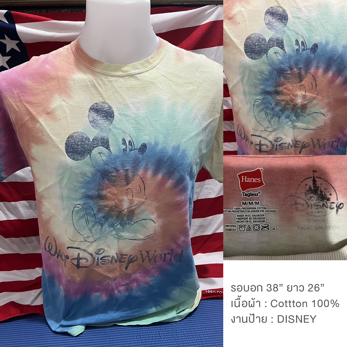 เสื้อยืดวินเทจมือสอง Vintage T-Shirt เสื้อยืดมิกกี้เมาส์ วินเทจ Mickey Mouse งานป้าย Disney