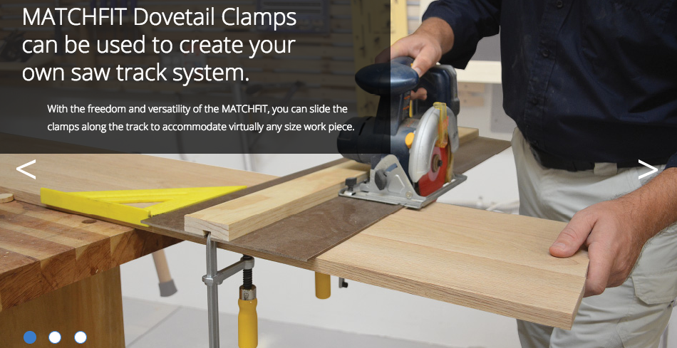 MICROJIG DVC-525K2 MATCHFIT Dovetail Clamp รุ่น DVC-525K2 -แคล้มป์แขนยึดทรงหางเหยี่ยว 2 อัน/ชุด ใข้ยึดราง Track Saw ของ Festool, Makita ได้ (Made in U.S.A.)