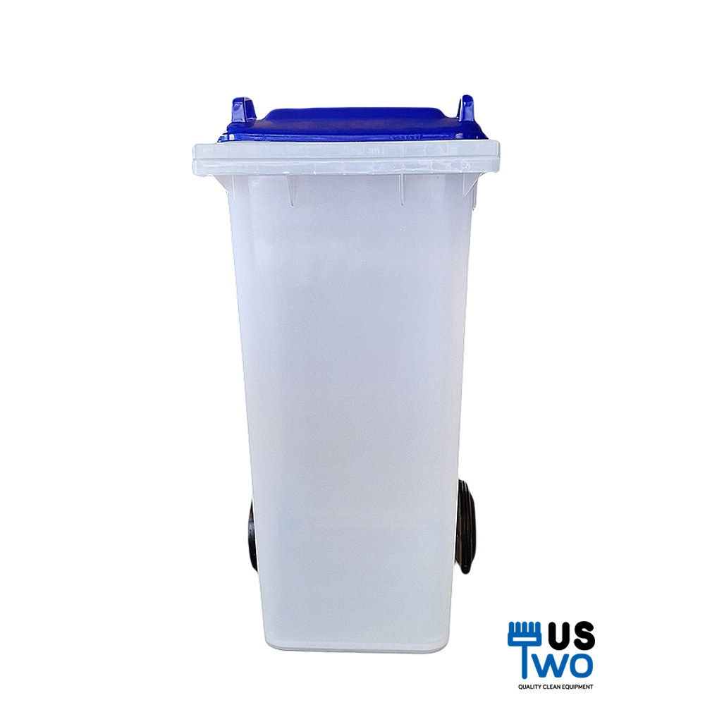 ถังขยะเทศบาล ตัวใสฝาสี 120 ลิตร ฝาเรียบ ไม่มีสกรีน