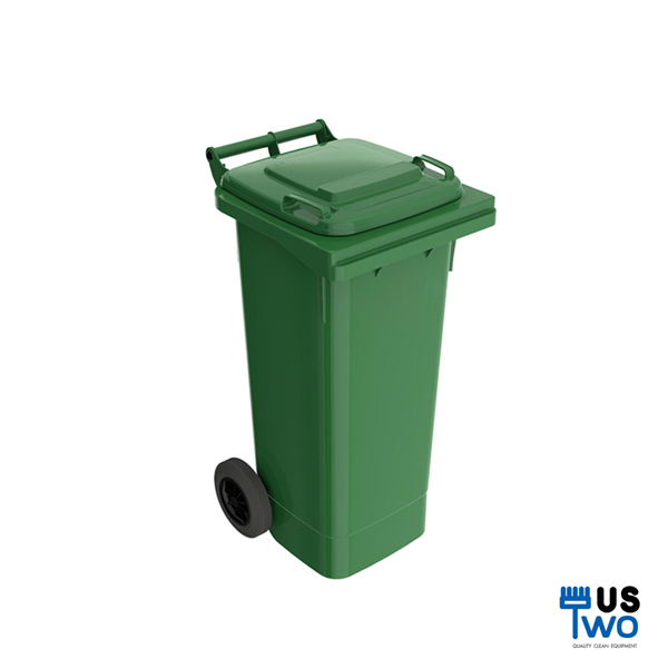 ถังขยะใหญ่พร้อมล้อเข็น 120 ลิตร ฝาเรียบ ไม่มีสกรีน