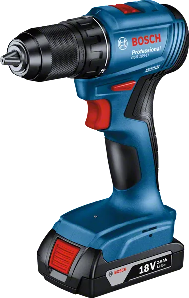 BOSCH GSR 185-LI Cordless 18v Drill Driver with 2x 2.0Ah Batteries, Charger and 23pcs Drill and Driver Bits - สว่านไขควงไร้สาย Li-Ion 18V พร้อมแบตเตอรี่ 2.0Ah 2ก้อน แท่นชาร์จ และชุดดอกสว่าน และดอกไขควง 23ชิ้น บ๊อช รุ่น GSR 185-LI - 06019K30K2