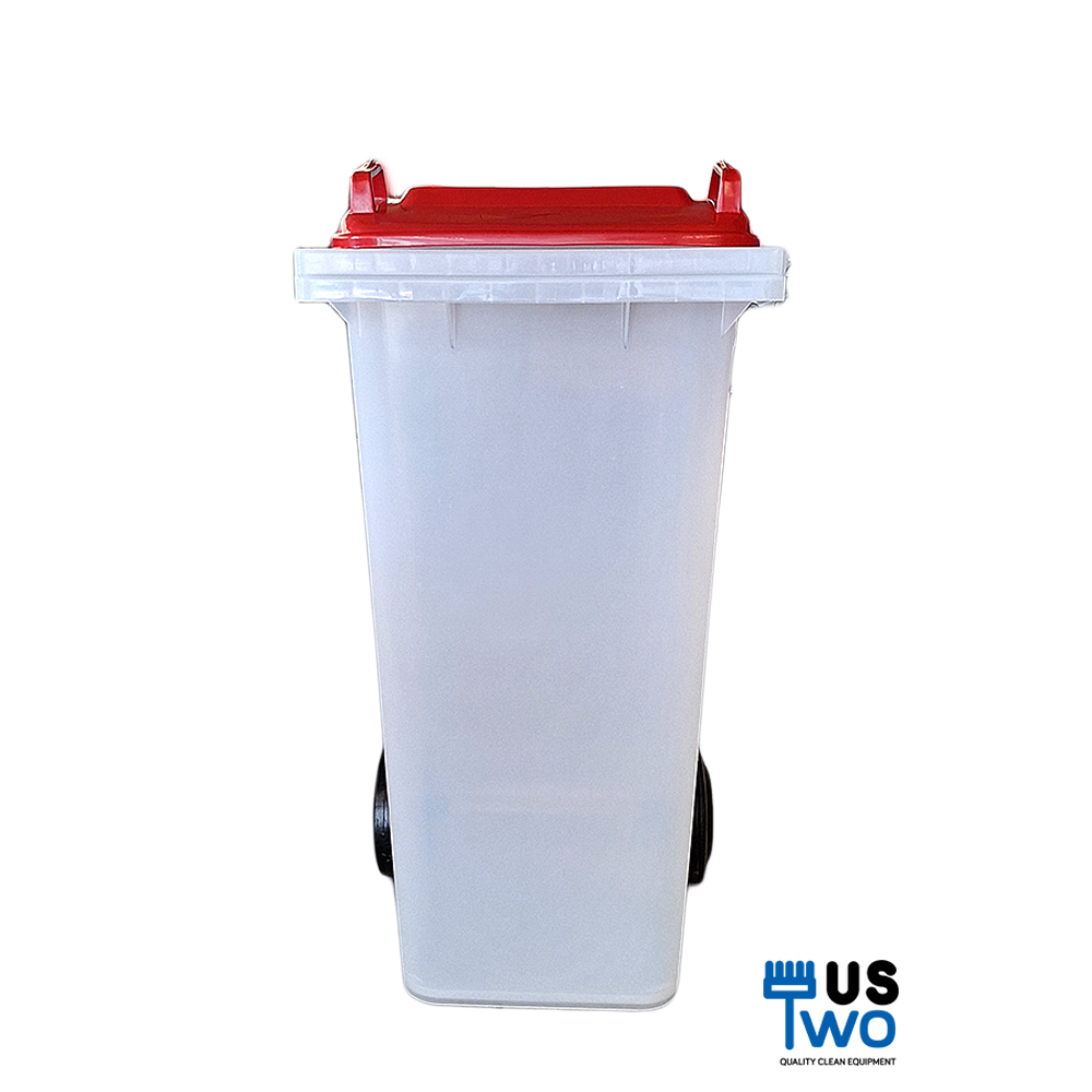 ถังขยะเทศบาล ตัวใสฝาสี 120 ลิตร ฝาเรียบ ไม่มีสกรีน