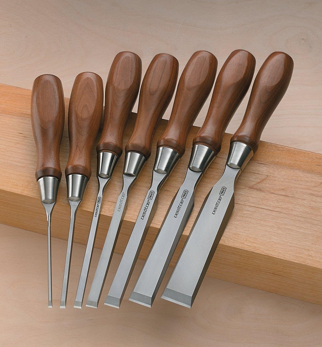 VERITAS PM-V11 Bench Chisels, set of 7 (all sizes) - สิ่วงานไม้ Veritas ใบสิ่วเหล็ก PM-V11 ชุด 7 เล่ม