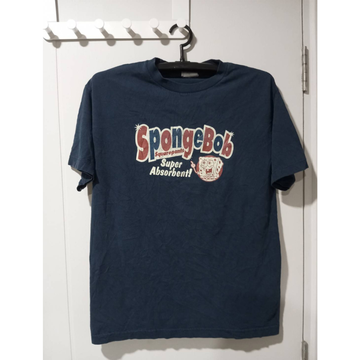 เสื้อยืดมือสอง ลายการ์ตูน SpongeBob SquarePants (ป้ายงานเก่า ปี 2000S)