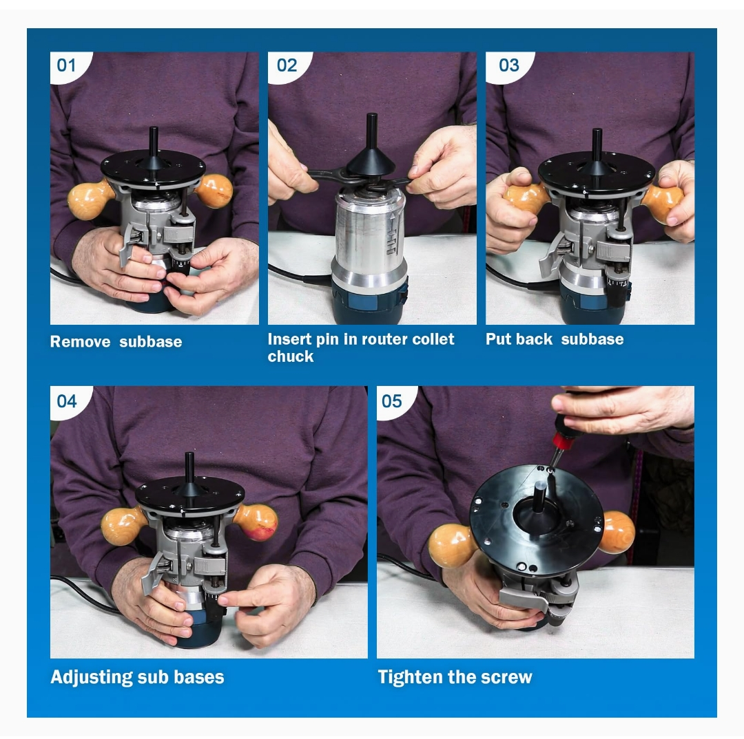 SIT Tool SIT-RA1151 Router Subbase Centering Pin and Cone - ตัวตั้งฐานเร้าเตอร์ให้ได้ศูนย์กลาง สำหรับเร้าเตอร์และทริมเมอร์โดยเฉพาะ SIT TOOL รุ่น SIT-RA1151