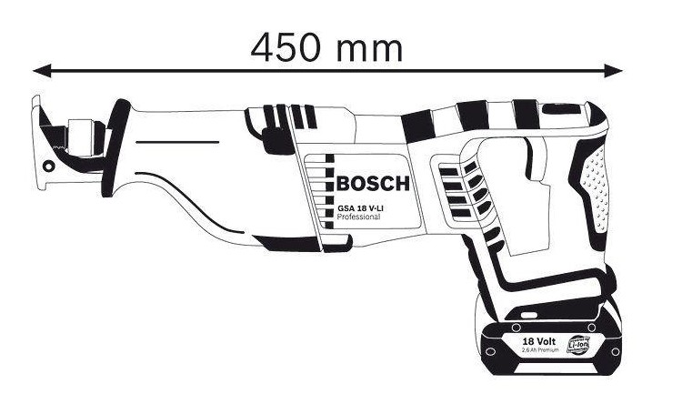 BOSCH GSA 18 V-LI 18 V Cordless Reciprocating Saw without Battery without charger - เลื่อยชักไร้สาย บ็อช รุ่น GSA18V-LI ตัวเปล่า (ไม่มีแบตเตอรี่ ไม่มีแท่นชาร์จ)