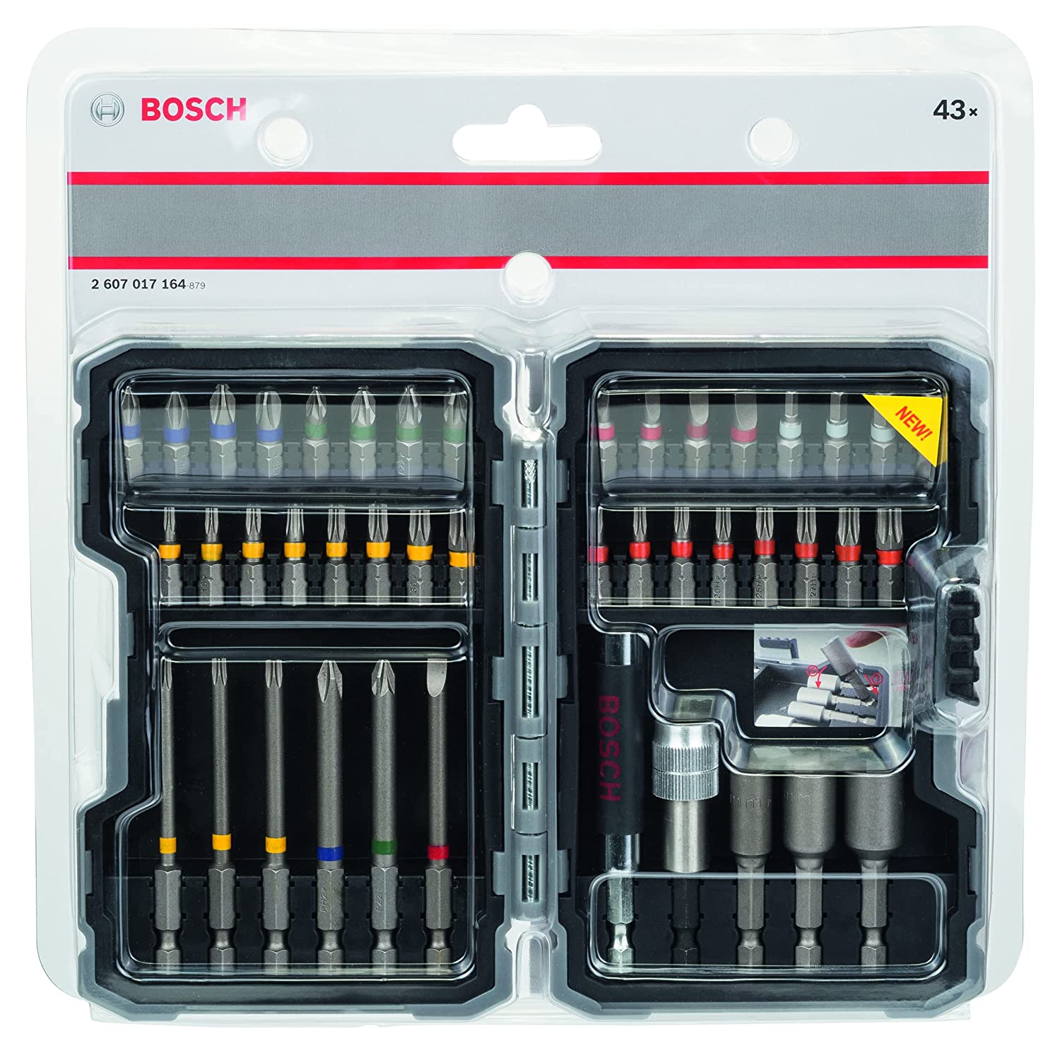 BOSCH 2607017164 43 Piece Bit-/Nut setter Drill Bit Sets - ชุดดอกไขควง X-LINE 43 ชิ้น ชุดบล๊อก และดอกสว่าน พร้อมข้อต่อเอนกประสงค์ - 2607017164