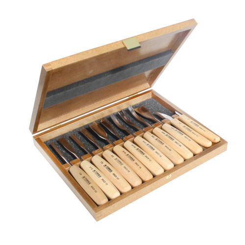 NAREX 894850 - Set of Carving Chisels in Wooden Box 12pcs, WOOD LINE STANDARD ชุดสิ่วสลักไม้ชุดใหญ่ 12 ชิ้น (Made in Czech Republic)
