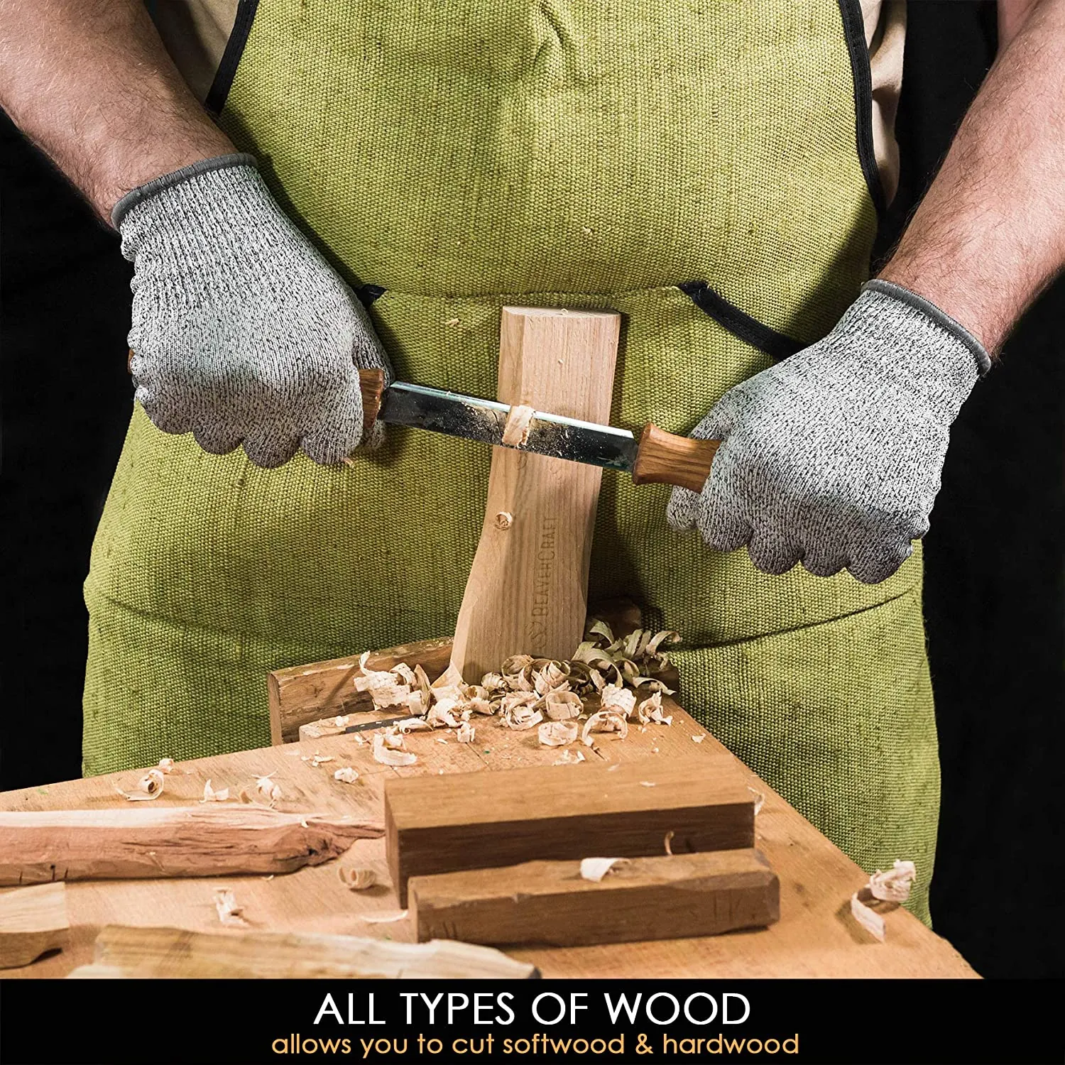 BeaverCraft DK1S - Drawknife with Oak Handle in Leather Sheath - มีดถากไม้ด้ามไม้โอ๊ค มาพร้อมซองหนัง รุ่น DK1S