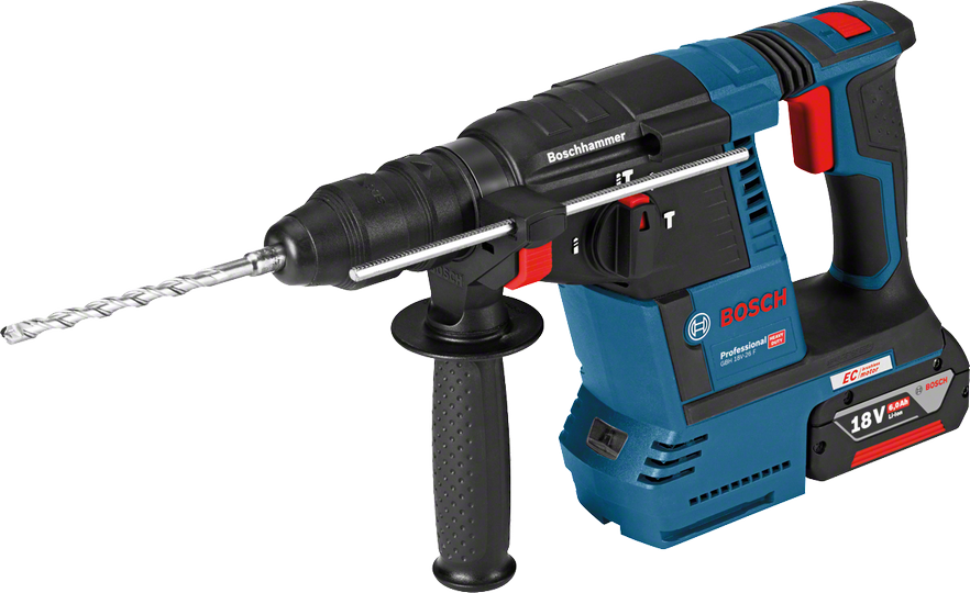 BOSCH GBH 18V-26F Rotary Hammer Drill with dust collection attachment (GDE 18V-16 FC), 2x 6.0Ah batteries and charger - สว่านโรตารีไร้สาย Li-Ion 18V + ชุดดูดฝุ่น GDE 18V-16FC (2 แบต x6Ah, แท่นชาร์จ)- 0611910004