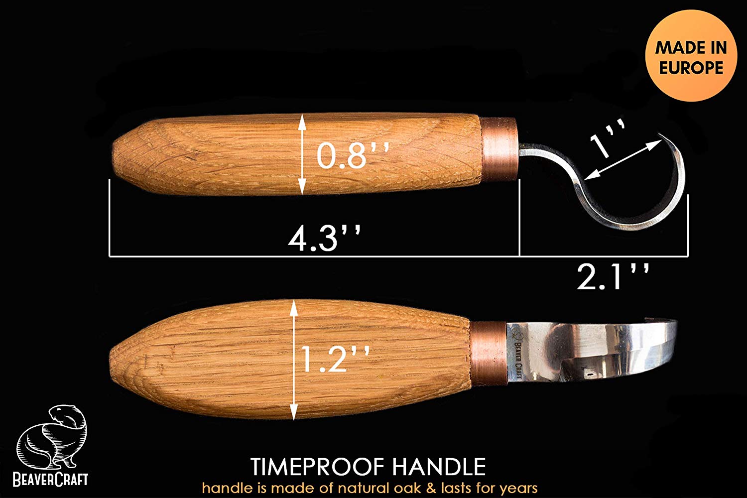 BeaverCraft Wood SK1/ SK1L Carving Hook Knife for Carving Spoons Kuksa Bowls and Cups Spoon - ชุดมีกแกะสลักขุดไม้ทำช้อนหรือถ้วยไม้ รุ่น SK1/ SK1L