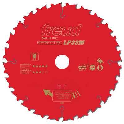 FREUD LP33MCR3 7in.x 40T Saw Blade for General Purpose Wood cut, 25.4 mm. Arbor -ใบเลื่อยตัดไม้ทั่วไป ขนาด 7 นิ้ว 40ฟัน สำหรับเลื่อยมือ