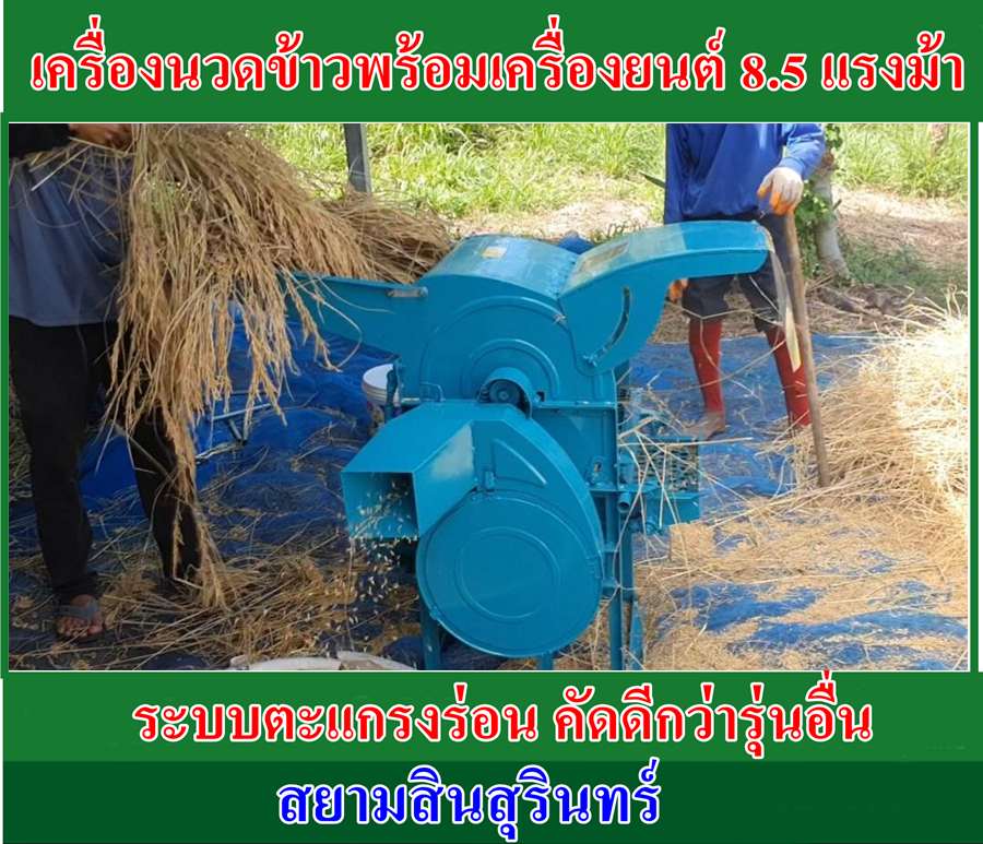เครื่องนวดข้าวขนาดเล็กพร้อมเครื่องยนต์ 8.5 แรงม้า