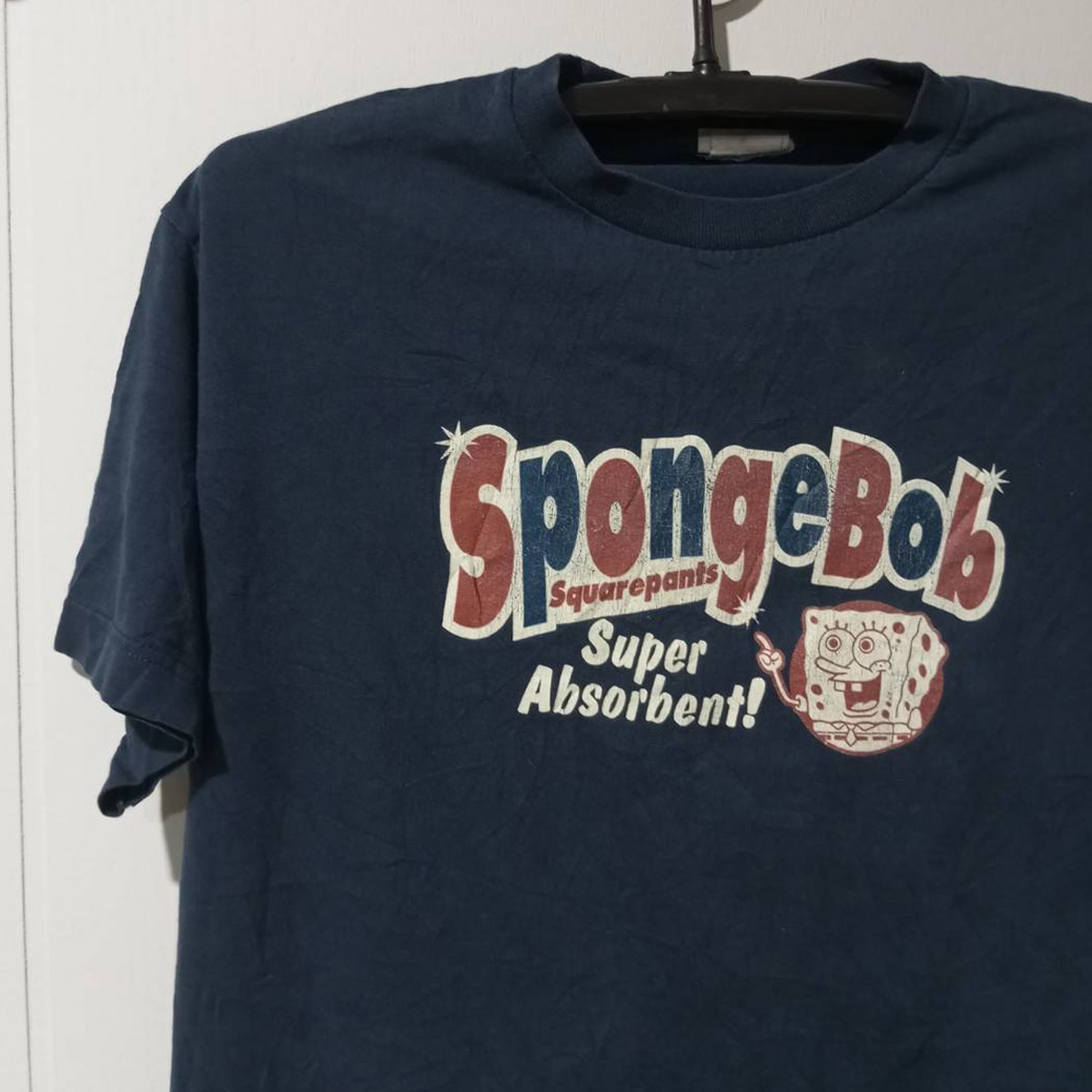 เสื้อยืดมือสอง ลายการ์ตูน SpongeBob SquarePants (ป้ายงานเก่า ปี 2000S)