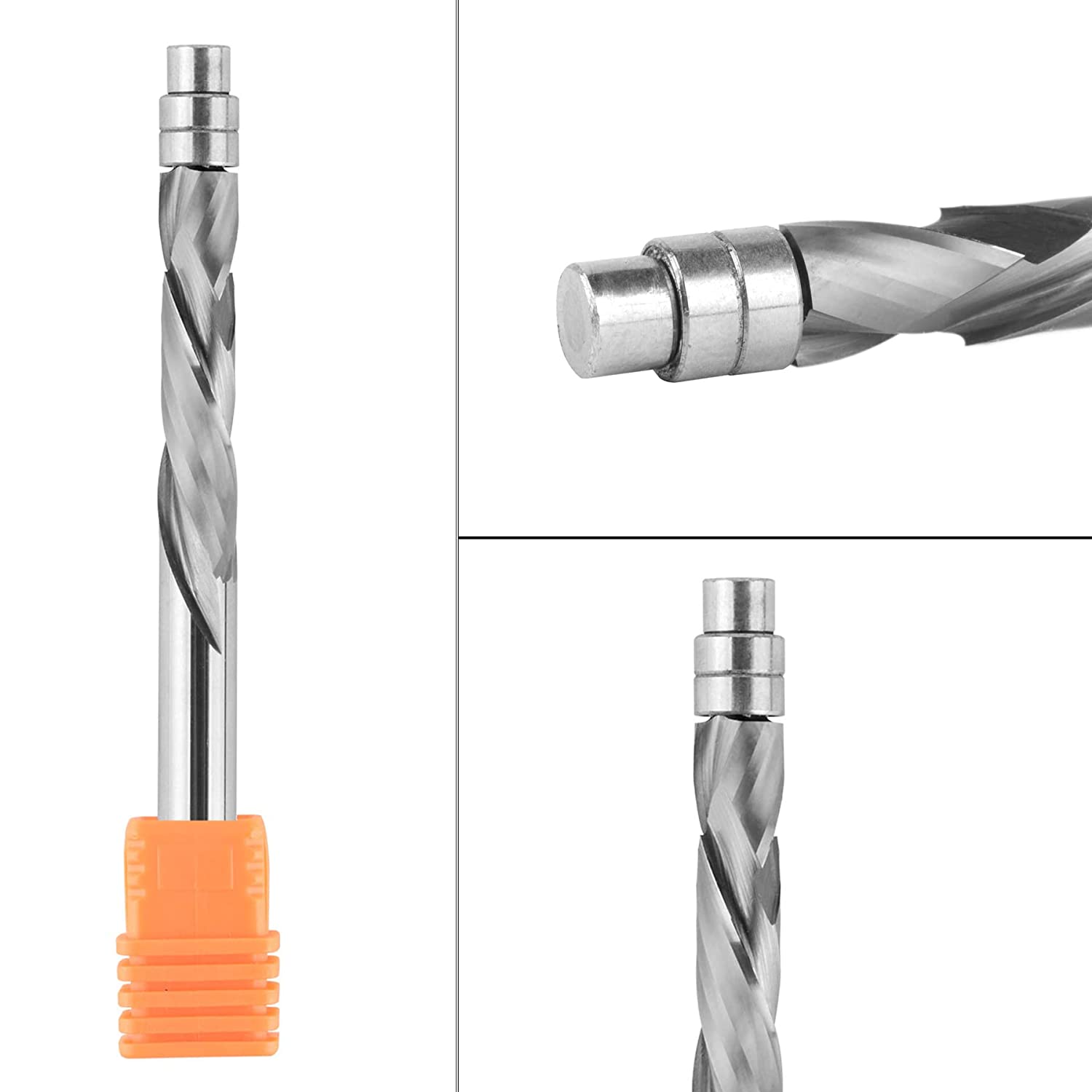 SIT TOOL SIT-14122 Solid Carbide Flush Trim Compression Spiral Router Bit 1" C/L, 1/4" Shank - ดอกทริมเมอร์เดินตามแบบชนิดคาร์ไบด์ทั้งแท่ง คมกัดแบบบีบอัด/ ขึ้นและลง ลูกปืนล่างคมแบบเกลียว 2 ชุด ความยาวเกลียวคมตัด 1นิ้ว แกน 1/4 นิ้ว. SIT TOOL รุ่