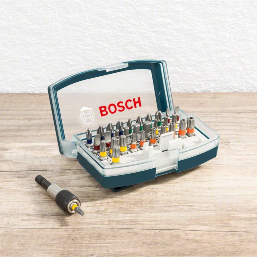 BOSCH 2607017359 Screwdriver Bit, Set with Belt, Clip 32 Pcs, 0 V, Silver - ชุดดอกไขควง พร้อมข้อต่ออเนกประสงค์ X-Line 32 ชิ้น - 2607017359
