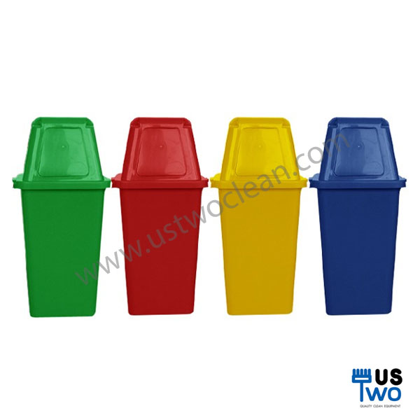 ถังขยะทรงเหลี่ยม พร้อมฝาครอบทรงสูง 40 ลิตร