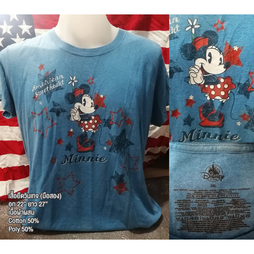 เสื้อยืดวินเทจมือสอง vintage ลายมิกนี่เมาส์ minnie mouse งานป้ายผ้าเก่า Disney เสื้อยืดมือสอง สินค้าพร้อมส่ง