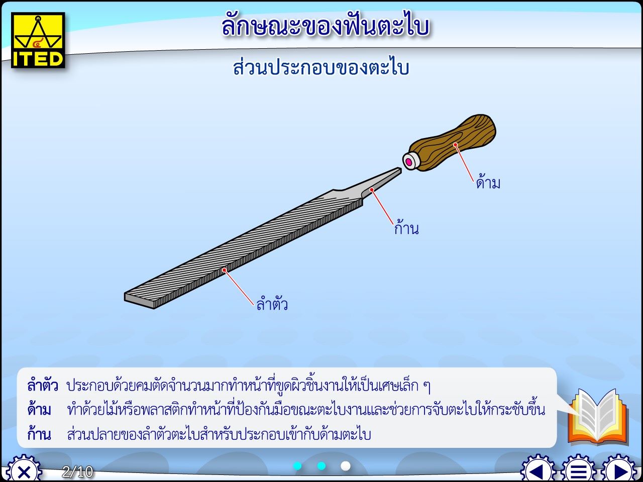 ลักษณะของฟันตะไบ (คู่มือการใช้สื่อ/สไลด์อิเล็กทรอนิกส์) ITED-MT 02012