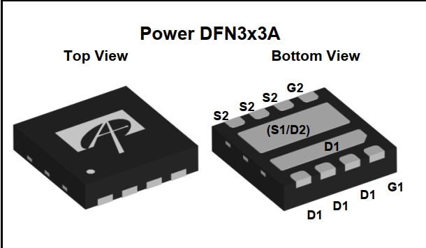AONH36334 30V Dual Asymmetric N-Channel