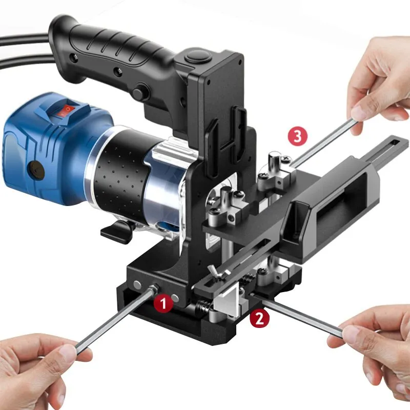 GUNI WN-DF500AL - Premium Loose Tenon (Domino) or Invisible Fastener Opening Punching for Trimmer - ชุดช่วยเจาะเดือย Dimoni หรือเซาะร่องสำหรับฝังอุปกรณ์ฮาร์ดแวร์ชนิดหลบในรุ่นพรีเมียม GUNI WN-DF500AL ใช้ร่วมกับทริมเมอร์