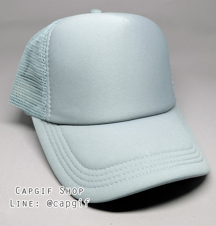 หมวกแก๊ปตาข่ายสีเทาล้วน