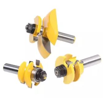 SIT Tool 12343 Round Over 3 Bit Raised Panel Cabinet Door Router Bit Set with Back-cutter Panel Raiser - 1/2" Shank - ชุดดอกเร้าเตอร์ทำกรอบประตูตู้แบบลอนโค้งมี Back-cutter ชนิด 3 ดอกชุด