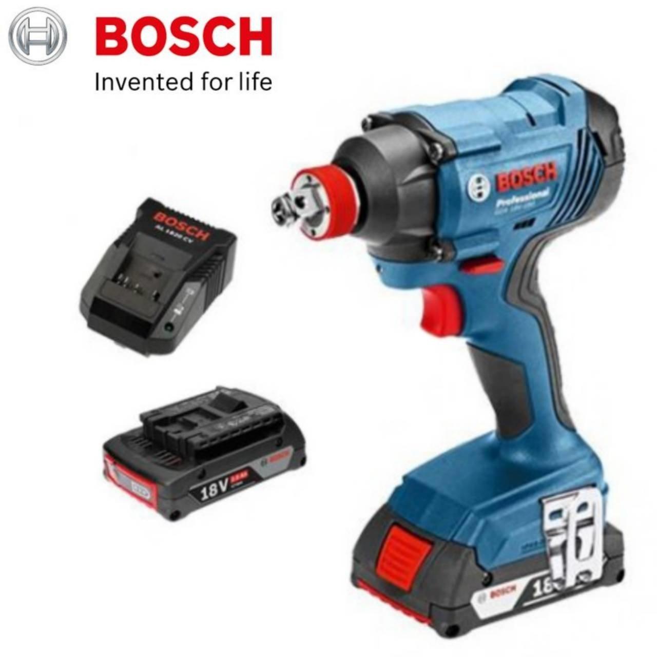 BOSCH GDX 18 V-180 Cordless Impact Driver (180Nm) with 2.0Ah Battery x2 and Charger- บล็อคไร้สาย 18V แบต 2.0Ah x 2 ก้อน แท่นชาร์ต x1 - 06019G5201