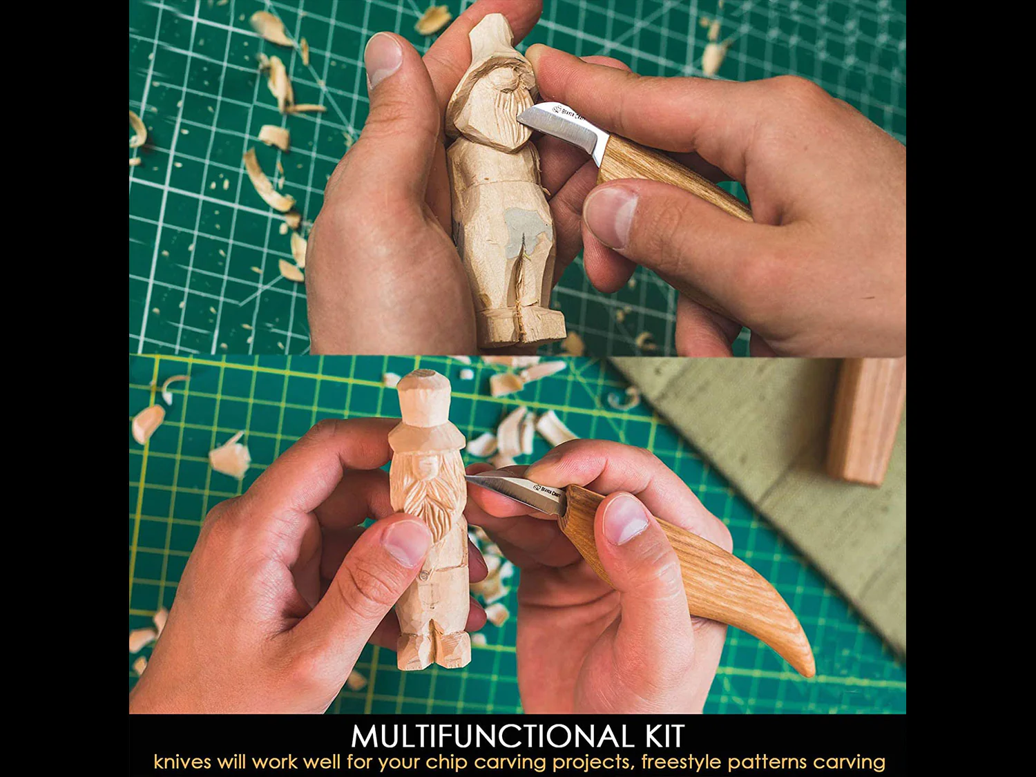 BeaverCraft S16 Whittling Wood Carving Kit ชุดมีกแกะสลักไม้รุ่นมาตรฐาน 2 เล่ม มาพร้อมไม้สำหรับทดลองแกะสลัก รุ่น S16