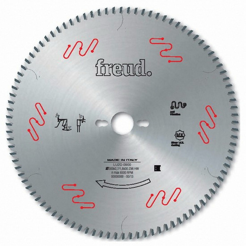 FREUD LU1L0300 - 10 in.x 100T Flat-ATB Saw Blade for Wood, 25.4mm. Arbor -ใบเลื่อยตัดไม้ขนาด 10นิ้ว 100ฟัน สำหรับโต๊ะเลื่อยและเลื่อยตัดองศาตัดไม้เนื้อแข็งขวางเสี้ยน (Made in Italy)