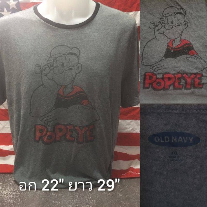 เสื้อยืดวินเทจมือสอง Vintage ลายการ์ตูน ป๊อปอาย Popeye งานป้ายผ้าเก่า สินค้าพร้อมส่ง