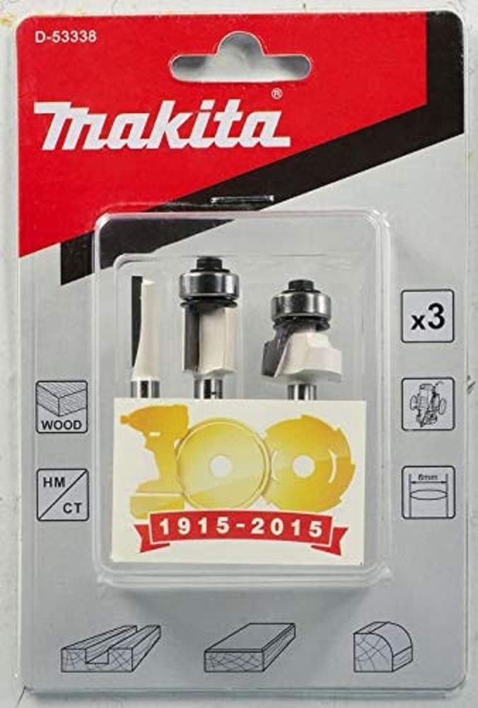 Makita D-53344 1/4-Inch Router Bit Set (3-Piece) - ชุดดอกเร้าเตอร์แกน 1/4" 3 ดอก/ชุด จาก มากีต้า รุ่น D-53344