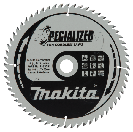 MAKITA A-81907 160mm (6-3/8 inch), 48T Saw Blade - ใบเลื่อย สำหรับตัดไม้ขนาด 160มม (6-3/8 นิ้ว) 48 ฟัน มากีต้า รุ่น A-81907