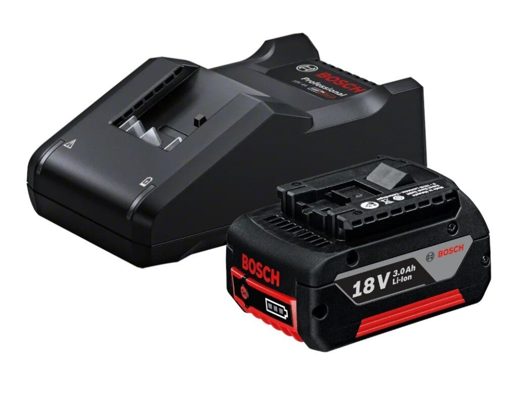 BOSCH GAL 18V-40 18V Battery Charger with GBA 18V 3.0Ah Battery Starter Kit - เครื่องชาร์จแบบเร็วชุดเรื่มต้นขนาด 18 โวลท์ รุ่น GAL 18V-40 มาพร้อมแบตเตอรี่ GBA 18V 3.0Ah - 0615A002A0
