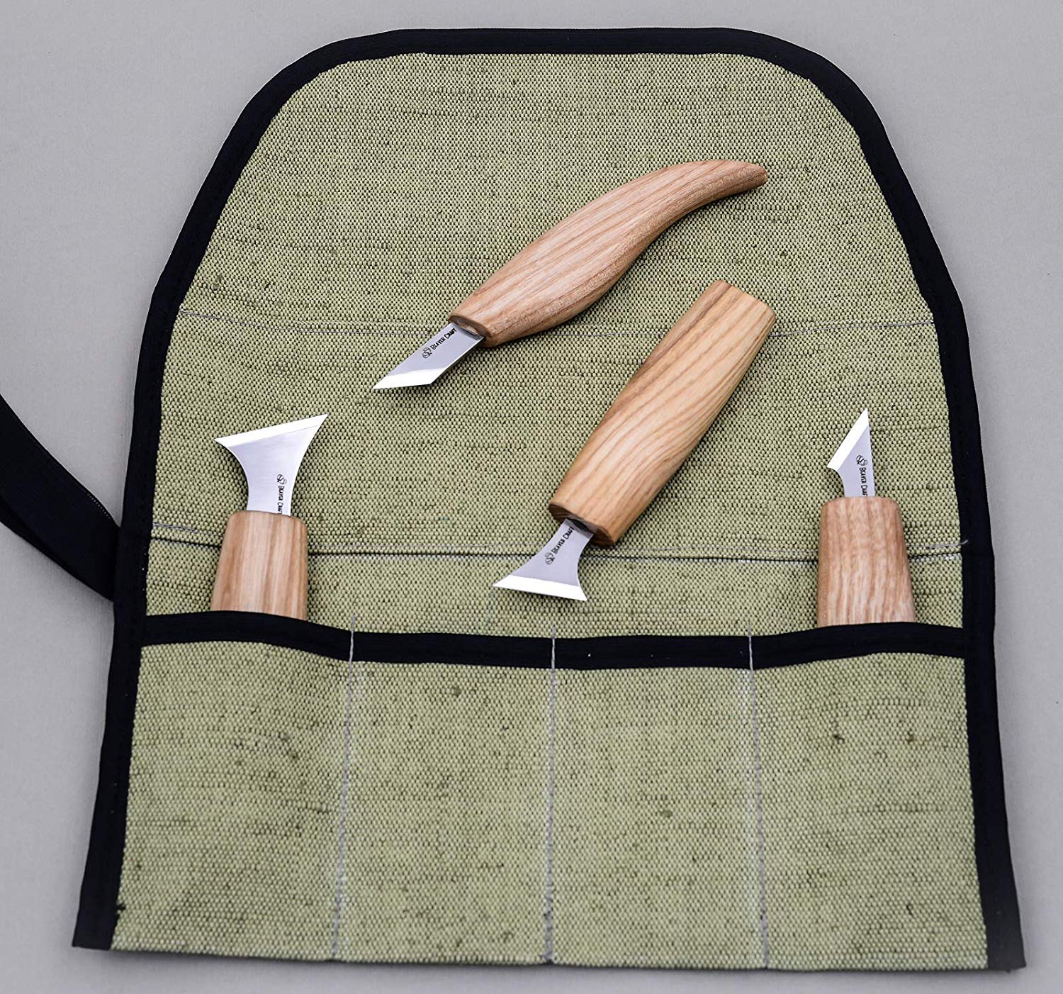 BeaverCraft Rolling Small Tool up Organizer Bag 4 Pockets Wrench roll up Pouch Gear roll up Tool Pouch for Knives and chisels Storage - ม้วนซองใส่มีด (Made in Ukraine)