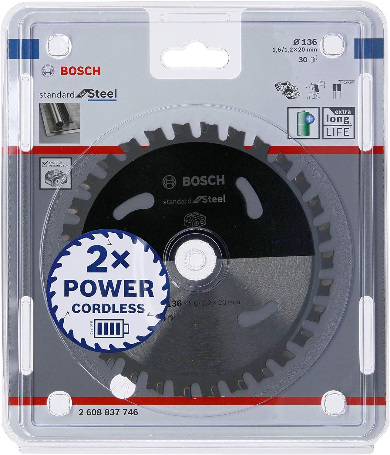 BOSCH Circular Saw Blade Standard for Steel, 136 x 20 x 1.6 mm, 30 Teeth - ใบเลื่อยวงเดือนมือถือ ตัดเหล็ก บ๊อช รุ่น 2608837746
