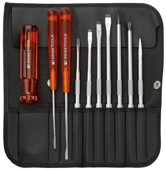 PB SWISS TOOLS PB215L - ไขควงชุดพร้อมซองหนัง ( รวม 10 ชิ้น)