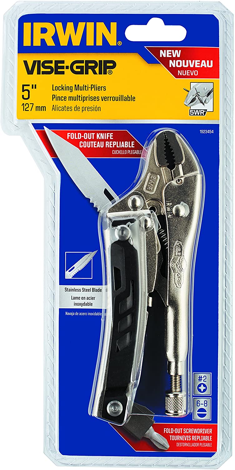 IRWIN 5WR VISE-GRIP Locking Multi-Pliers with Wire Cutter, pocket knife and Screw driver, 5" - คีมล็อคพร้อมมีด และไขควง ขนาด 5 นิ้ว - 1923454
