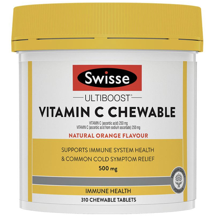 Swisse Vitamin C 500mg (310 เม็ด) รสส้ม ชนิดเคี้ยว