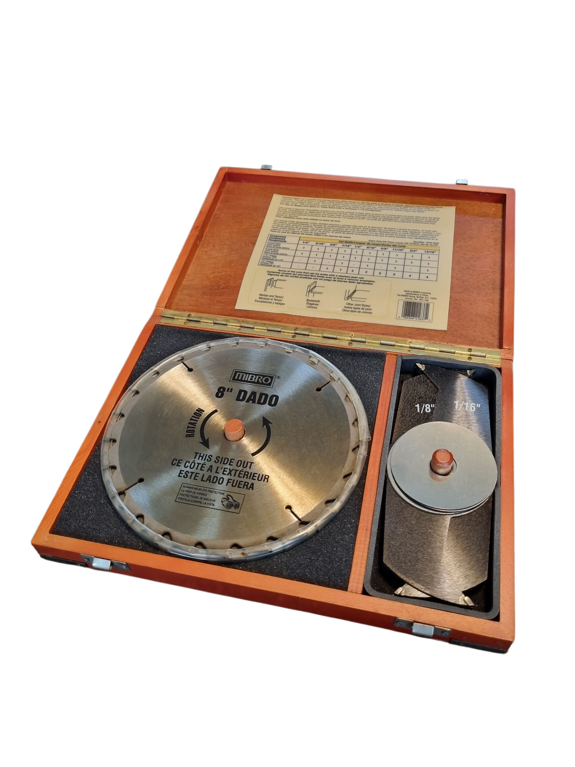 MIBRO 461371 8" Stacked Dado Pro 5/8" Arbor Saw Blades in Wooden Box - ชุดใบเลื่อยเซาะร่อง Dado ขนาด 8นิ้ว MIBRO ในกล่องไม้ รุ่น 461371